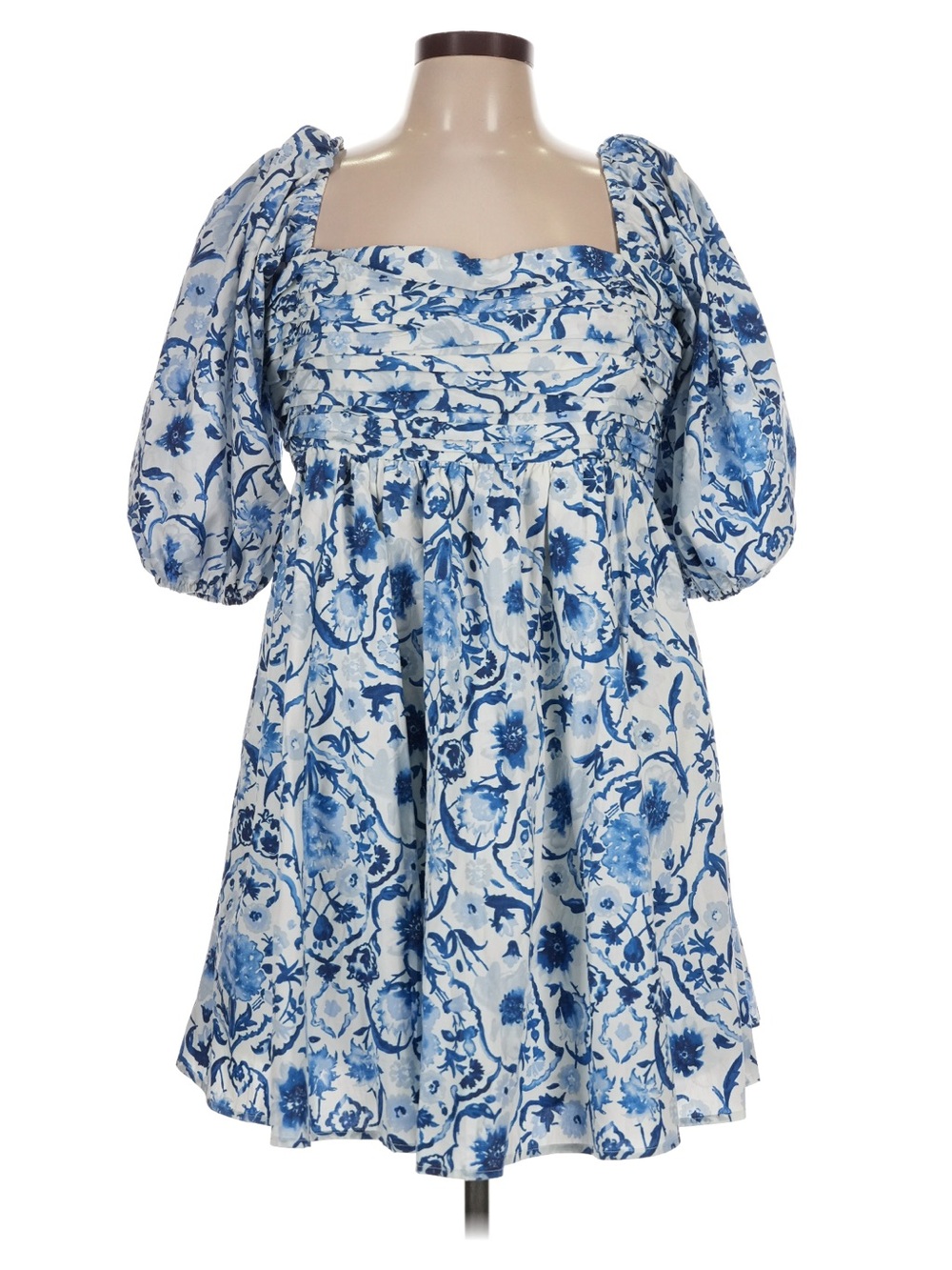 NWT Abercrombie & Fitch Emerson Poplin Light Blue and White Boho Printed Dress - Picture 2 of 4